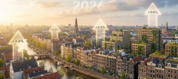 uitkijk op de stad amsterdam met de huizen
