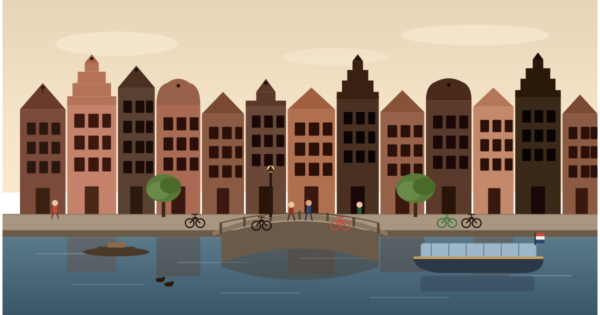 iconic illustration of Amsterdam's city center